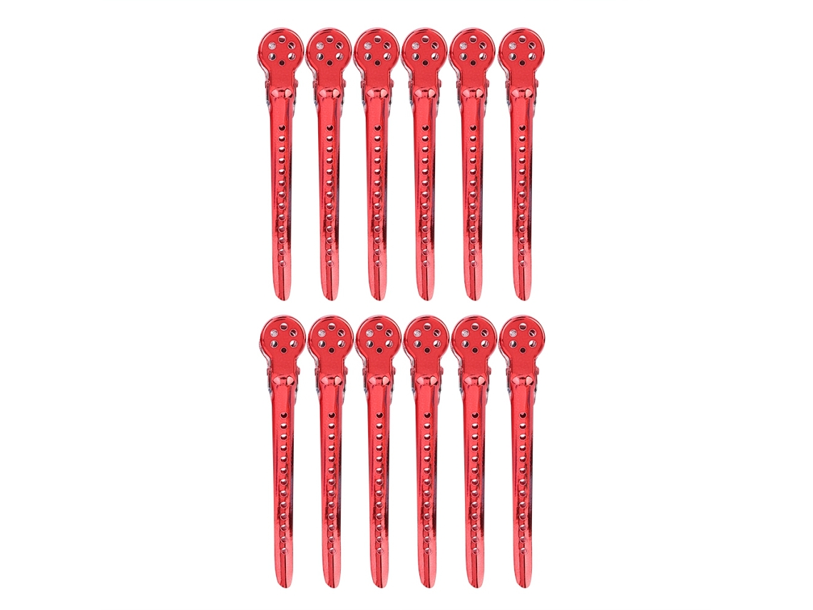 12pcs/ Caixa Prendedores De Cabelo Para Estilo Salão Secionadores Prendedores De Cabelo Para Estilo Vermelho