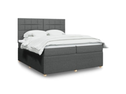 Vidaxl Cama Com Molas/colchão 200x200 Cm Tecido Cinzento-escuro