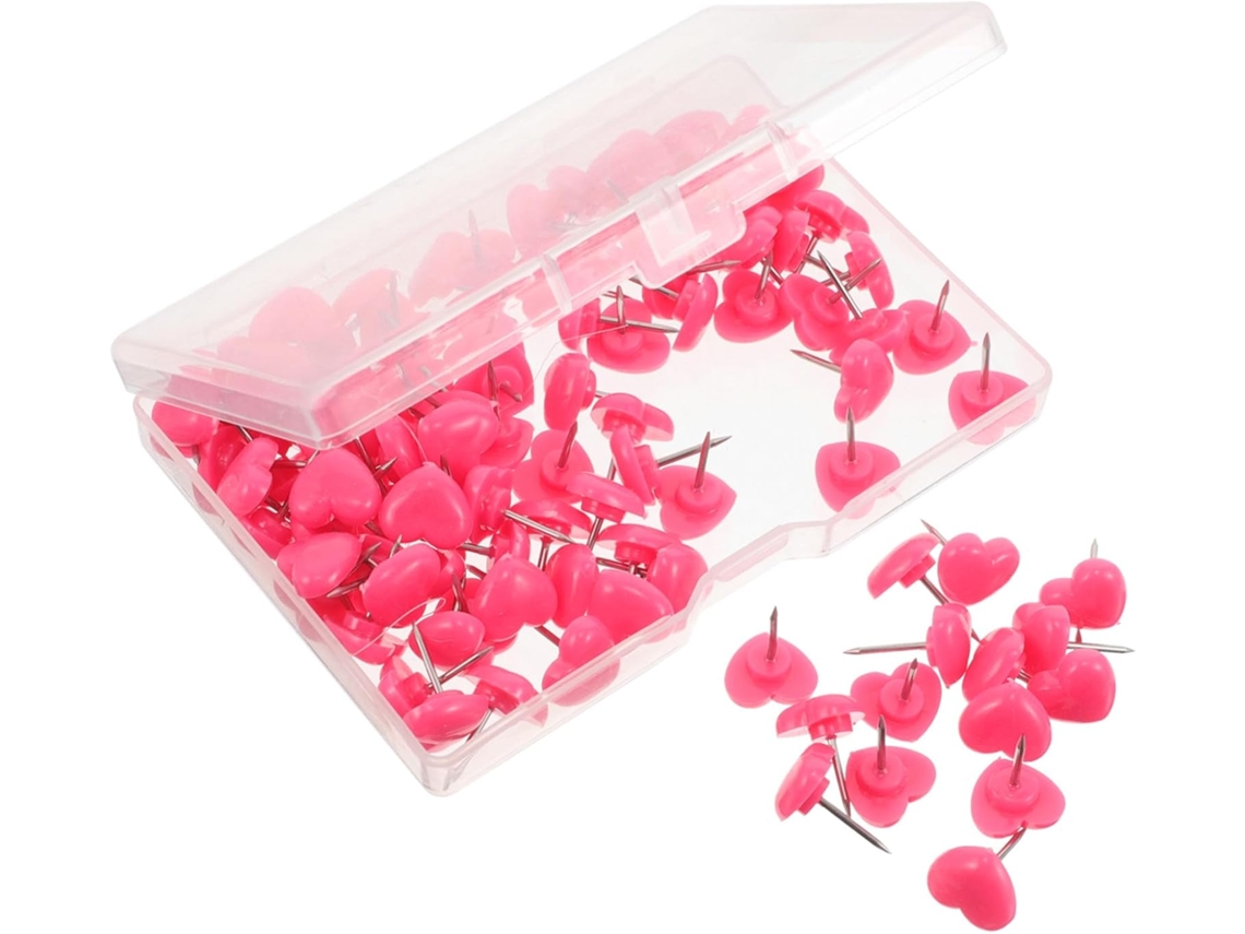 Nolitoy Tachinhas Decorativas Para Pendurar Quadros, 100 Unidades, Con Estampa de Coração Rosa, Idealis Para Murais Em