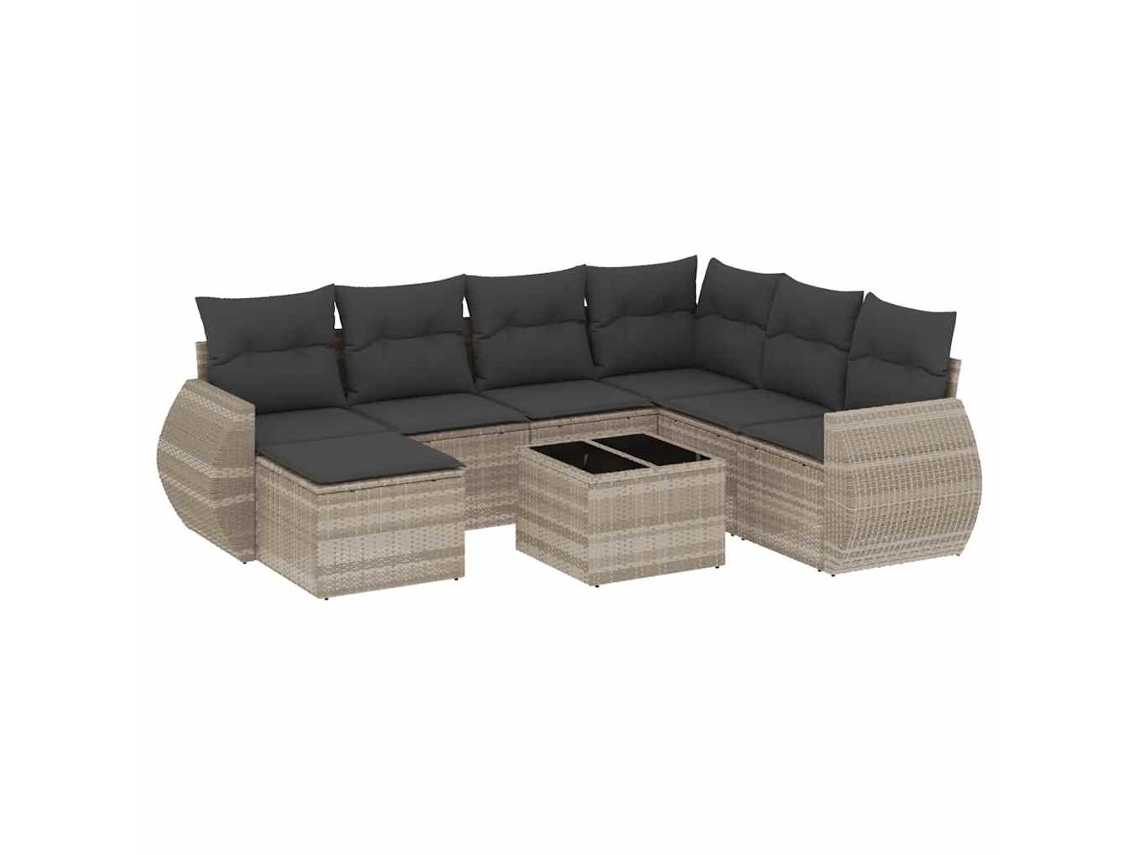 Maison Exclusive - 8 Pcs Conj. Sofás Jardim C/ Almofadões Vime Pe Cinza-claro