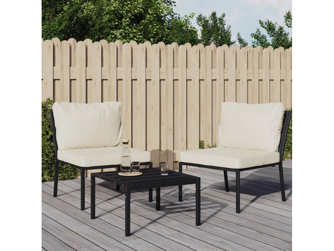 Vidaxl Cadeiras De Jardim C/ Almofadões Cor Areia 2 Pcs 60x74x79cm Aço