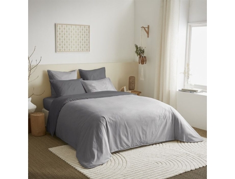 Conjunto de Capas de Edredão UNIVERS DÉCOR Completo Reversível Antracite Algodão Cinzento - 6pcs (160x200cm)
