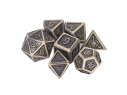 Ats set de 7 Dados de Metal Rpg Grabados Poliedros para Juegos de Rol Tipo 2