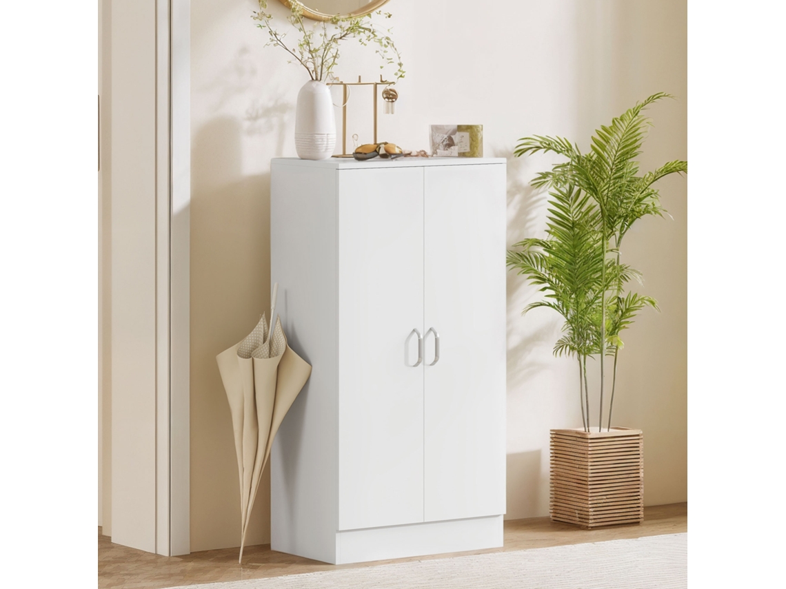 Sapateira 2 Portas Para Entrada, 6 Prateleiras Ajustáveis, 14 Pares, 55x35x108 Cm, Branco