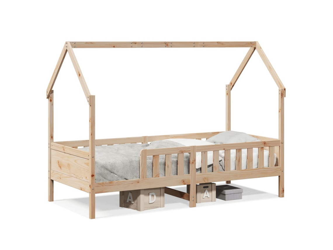Estrutura de Cama Infantil Formato Casa 90x200 cm Pinho Maciço MAISON EXCLUSIVE
