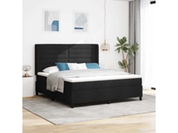 Vidaxl Cama Box Com Almofada Com Cabeceira Preto 200 X 180 Cm Tecido