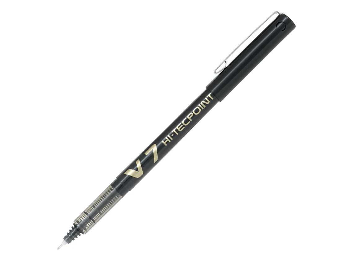Caneta Rollerball Pilot V7 Hi-Tecpoint 0,7 mm ponta fina, tinta líquida preta
