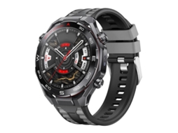 Bracelete Para Huawei Watch Ultimate 2 - Silicone Bicolor - Fivela De Pino Prateada Preto E Cinza