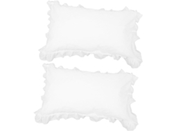 Capas de Almofada Algodão com Babados e Renda, Brancas, Macias Ao Toque, Laváveis, para Decoração CHABERLU