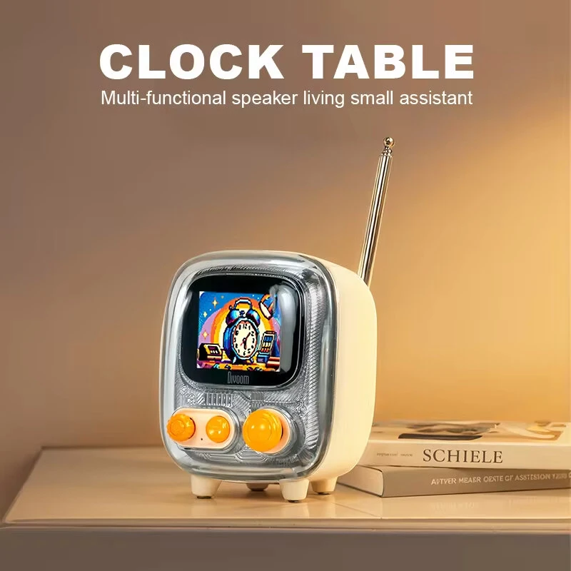 Divoom Tiivoo 2 Mini Fm Bluetooth Altifalante Portátil Retro Tv Altifalante 16 Núcleos 40mm Full Range Horn Dual Core 24 Bits Dsp Chip Digital Telefon