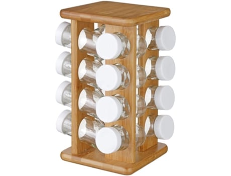 SET PARA TEMPEROS 16 RECIPIENTES ROTATIVOS FABRICADO EM BAMBOO