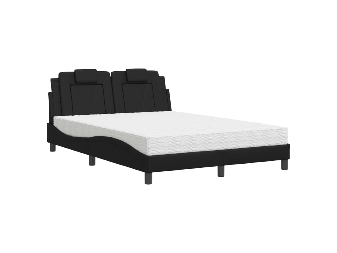 Cama Vidaxl Preto Couro Sintético (218 X 145 X 74.5 Cm)