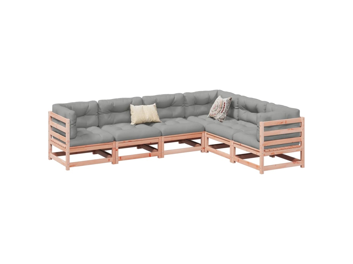 6 Pcs Conj. Sofás Jardimconjuntos Relax Jardimconjunto De Jantar Madeira Abeto De Douglas Cfw495229 Lovely Home