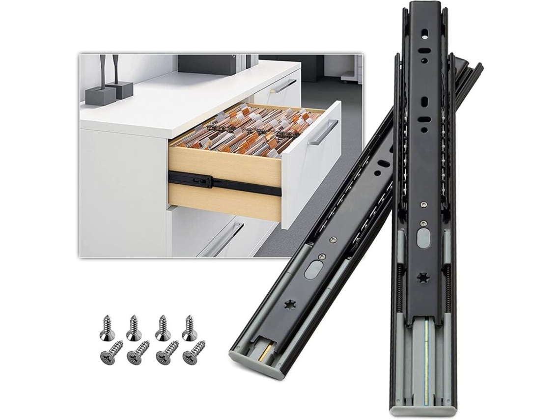 jiacorrediças Para Gavetas, Carga Até 45 Kg, Com Fecho Suave E Rolamentos De Esferas, Compatíveis Com Comprimento De 350 Mm, 1 Par (2 Peças) Klb