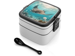 Lancheira Bento Manta Ray, Empilhável, Com Tampas, Isolada E À Prova De Vazamentos, 2-compartimentos, Reutilizável E Com