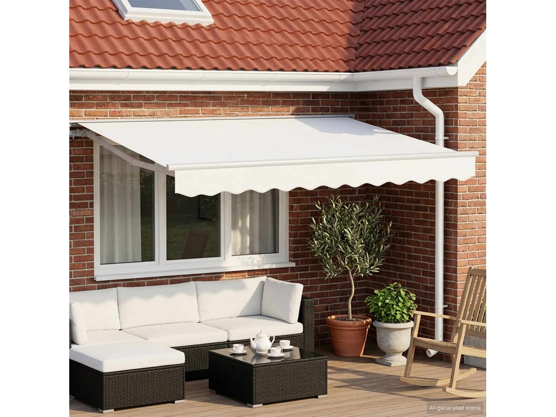 Vidaxl Toldo Retrátil Elétrico Branco 3,5 X 2,5 M