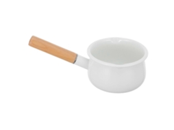Panela De Leite Esmaltada Com Cabo De Madeira, Pequena Panela Antiaderente Para Aquecimento Uniforme E Fácil Limpeza.