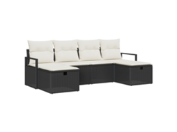 Conjunto 6 Conjunto De Sofá De Jardim Vidaxl Preto Vime Pe (230 X 117 X 85 Cm)