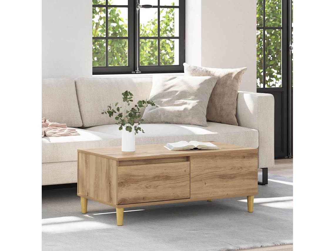 Vidaxl Mesa De Centro Carvalho Artesanal 90 X 50 X 35 Cm