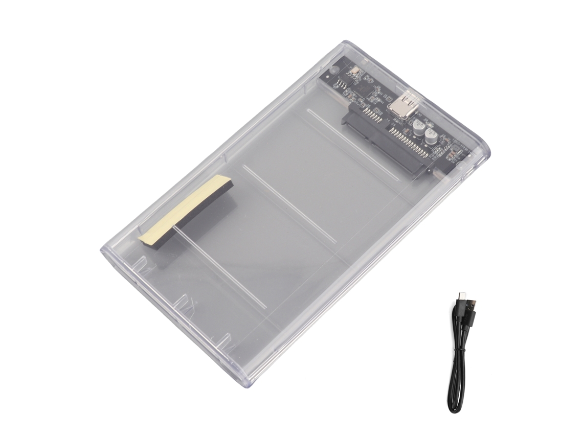 Caixa De Disco Rígido Móvel Transparente 2.5 Polegadas Com Porta Type-c Para Ssd E Hdd (sem Disco Rígido)