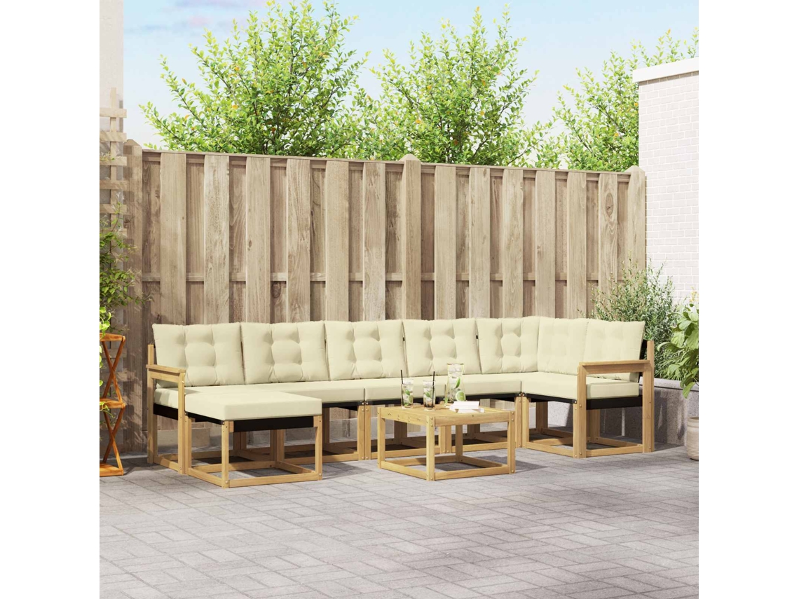 Vidaxl Conjunto De Sofás Para Exterior 8 Unid. Branco E Creme