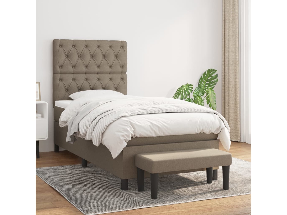 Vidaxl Cama Com Molas/colchão 80x200 Cm Tecido Castanho-acinzentado