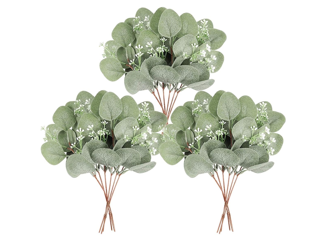 Plantas Artificiais Eucalipto Decoração 12 Peças Folhas De Eucalipto Verde Simuladas Ramos Planta Eucalipto Silver Dollar Em Lote Para Casamento Jardi