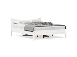 Cama Sem Colchão 120x200 cm Madeira de Pinho Maciça Branco MAISON EXCLUSIVE