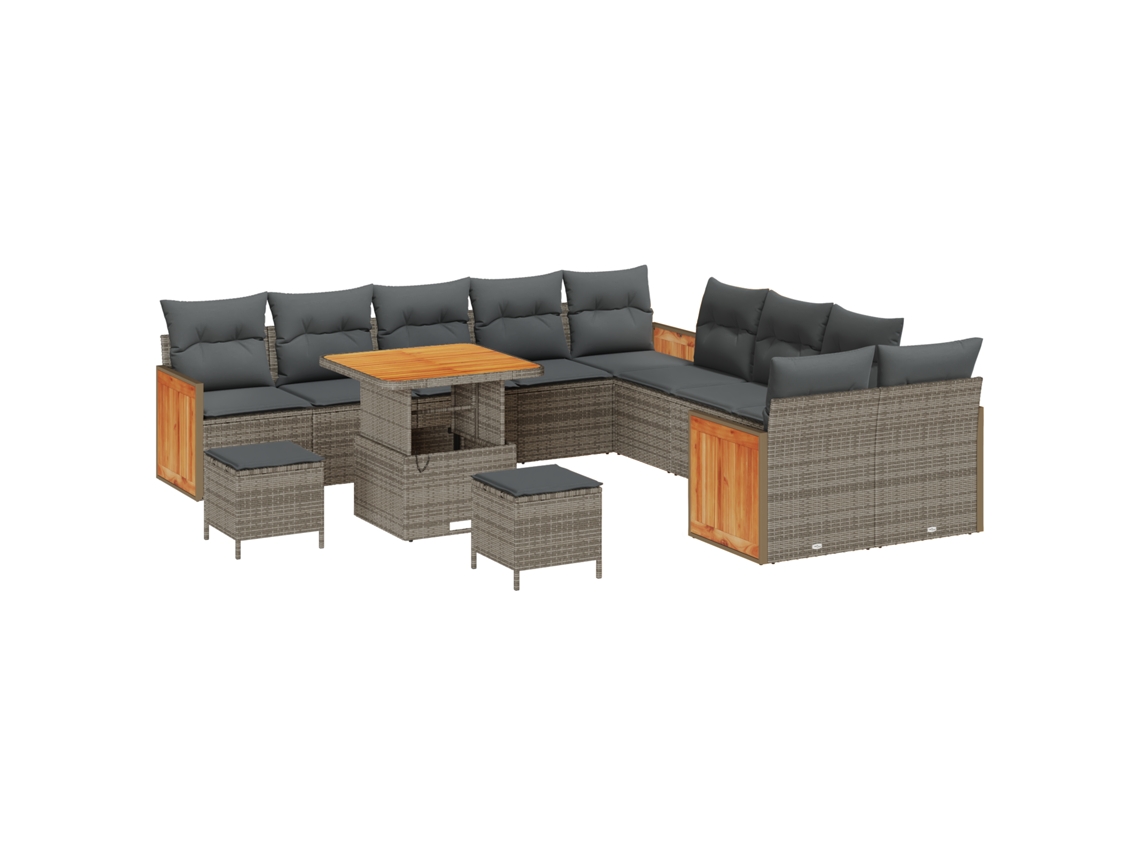 Conjunto 13 Conjunto De Sofá De Jardim Vidaxl Cinzento Vime Pe (283 X 289 X 85 Cm)