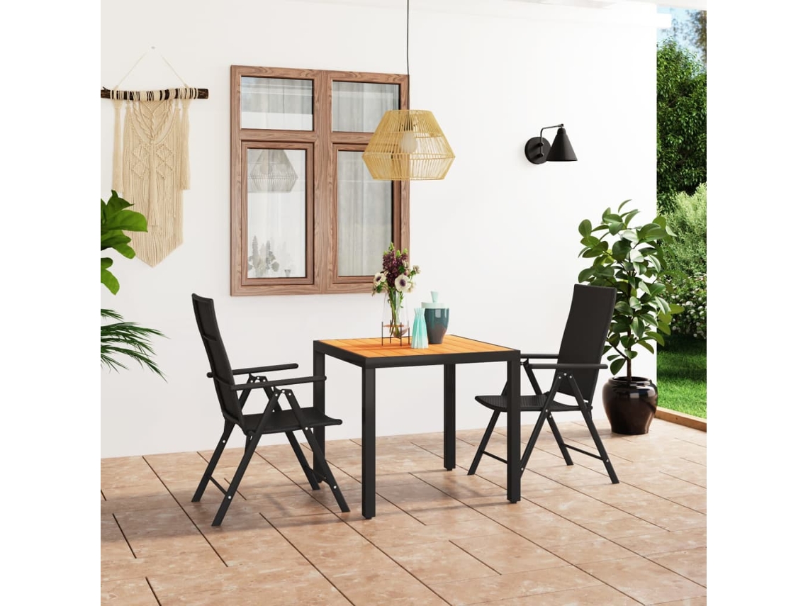 Conjunto de Refeição para Jardim HARLANV1 com Preto e Castanho