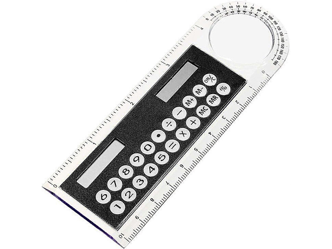 Mini Calculadora De Bolso Portátil Com Régua, Mini Calculadora Solar Transparente Com Lupa Para Crianças E Estudantes Everley891 (preto, 1 Pacote)