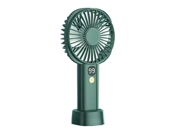 Ventilador Mini Portátil de Mão 5 Velocidades Usb Recarregável com Display de Bateria Verde Escuro