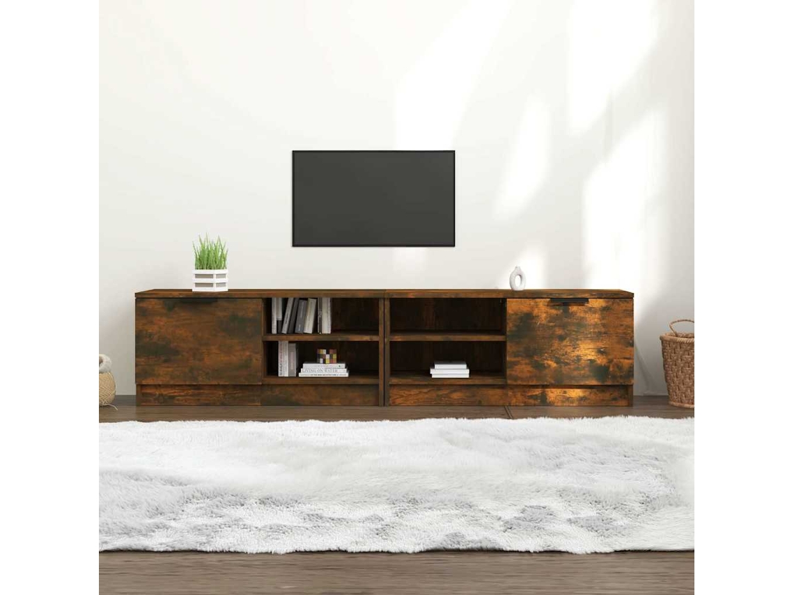Vidaxl Móveis De Tv 2 Pcs 80x35x36,5 Cm Madeira Proc. Carvalho Fumado