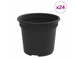 Conjunto 24 Vaso De Flores Vidaxl Preto Plástico (ø 12,5 X 10 Cm)