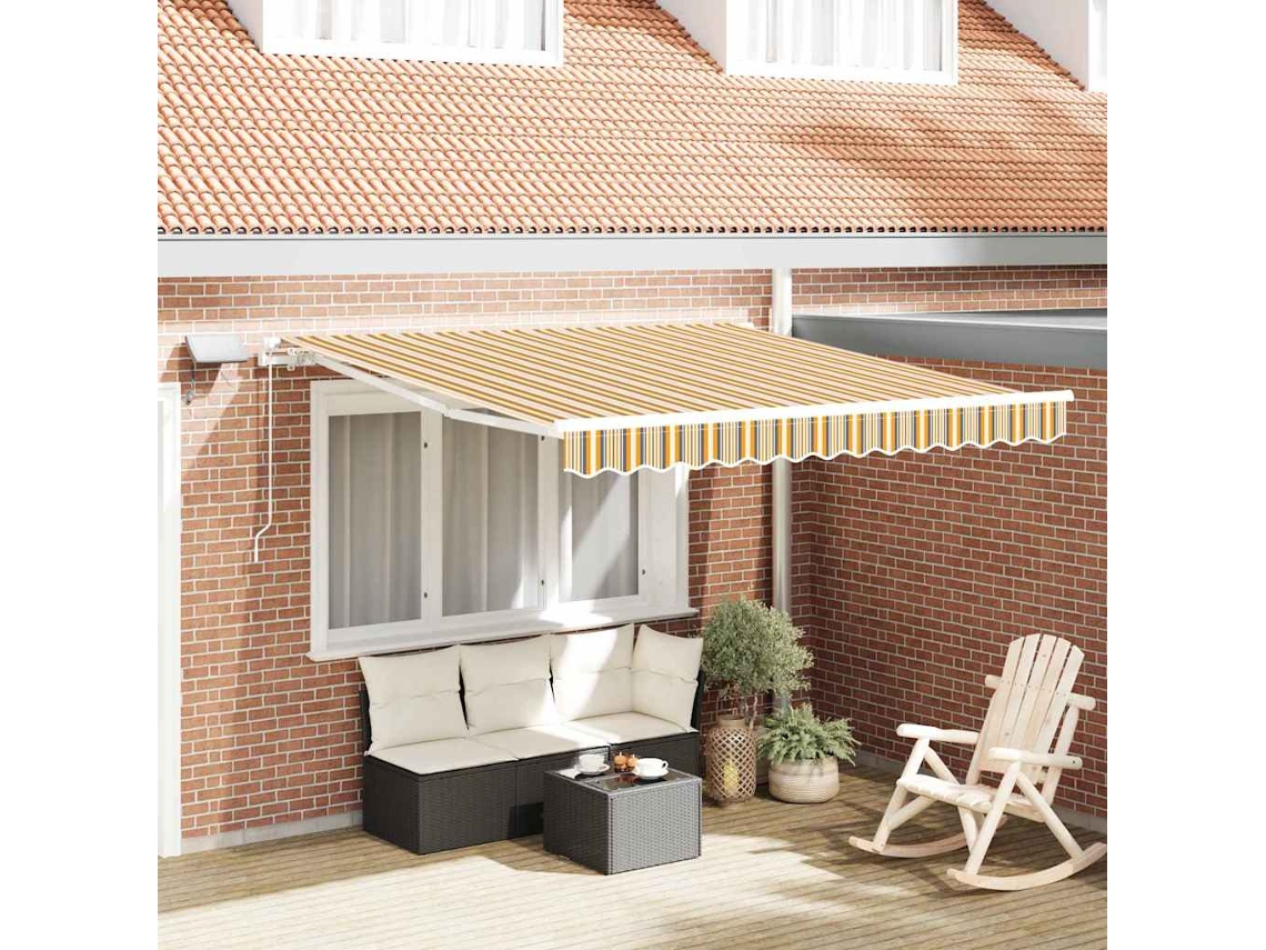 Vidaxl Toldo Retrátil Multicolor 350 X 250 Cm Tecido E Alumínio