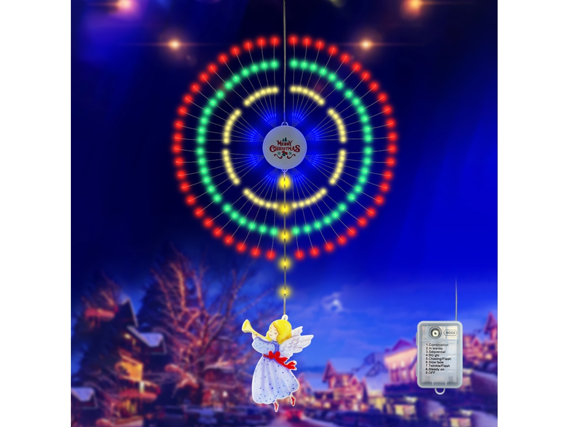 Luzes de Natal em Fio Forma Fogo de Artifício 192 Led 8 Modos Ip65 Decorativa | S/MARCA