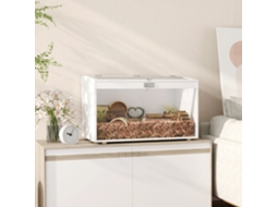 Gaiola Para Hamster Com Tampa Abatível E Janela De Acrílico Transparente 80x50x50 Cm Branco