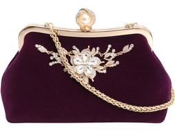 Bolsa Organizadora Feminina Ciieeo Para Chaves E Celular Em Tecido Aveludado, Cor Roxa