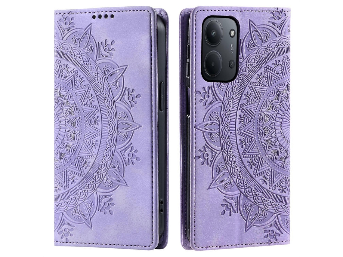 Capa De Couro Com Fecho Magnético Tkdaddy Para Xiaomi Redmi 15c 5g (ue) (173 Mm) E Padrão Roxo