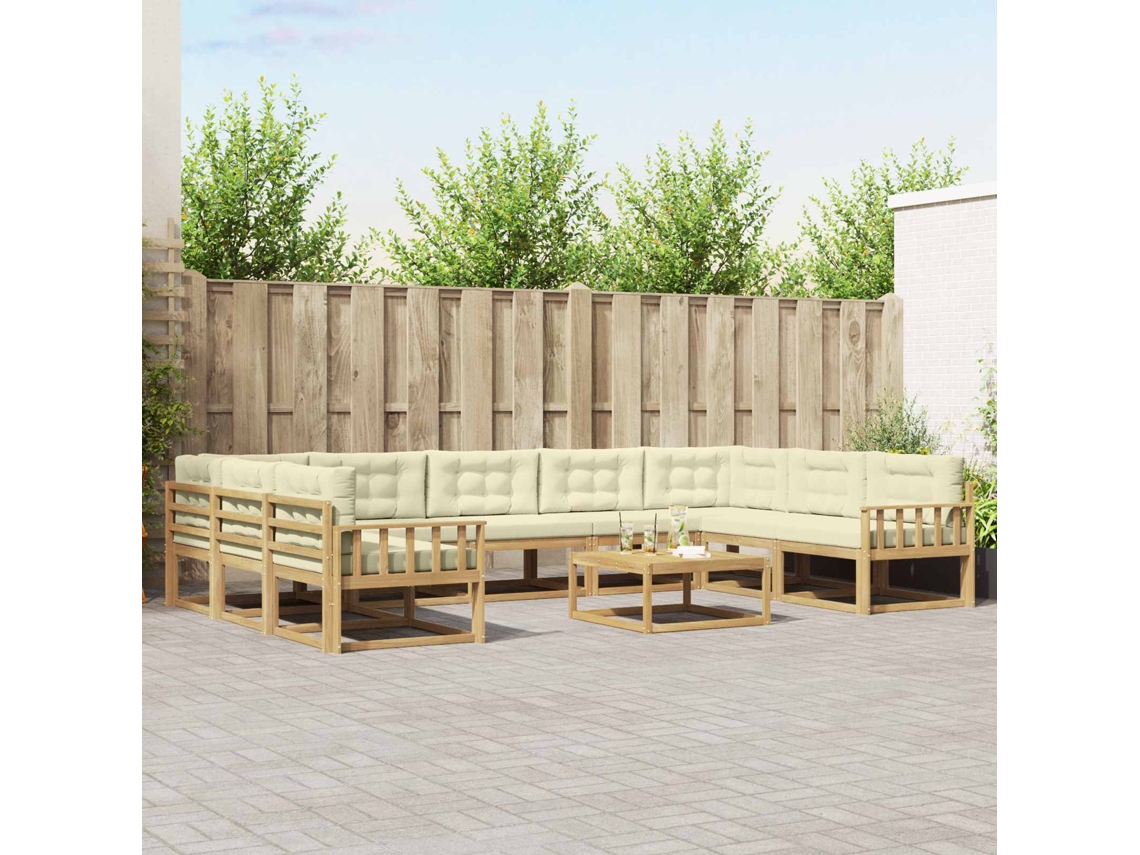 Vidaxl Conjunto De Sofás Para Exterior 10 Pcs Branco E Creme