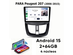 Rádio Carro Hexinex 9 Polegadas Android 15 2gb+64gb Para Peugeot 207 2006-2015 Wifi Rds Bt