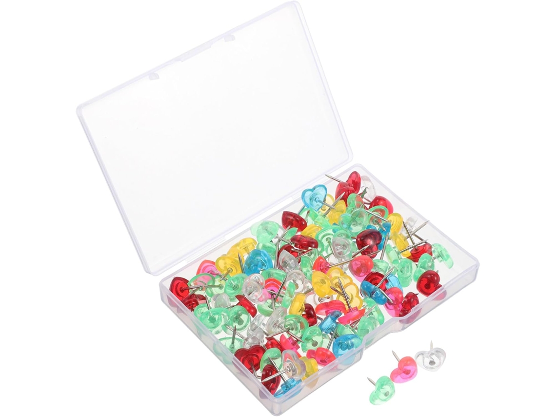 Tachinhas Decorativas Em Formato De Coração Tehaux Para Quadros Avisos E Cortiça, Em Plástico E Inox Aço, Com