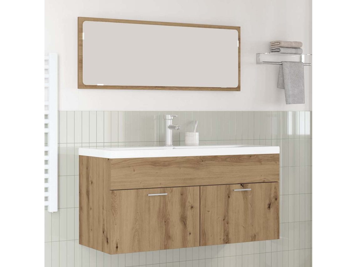 Vidaxl Armário De Banheiro Carvalho Artesanal 100 X 38,5 X 46 Cm