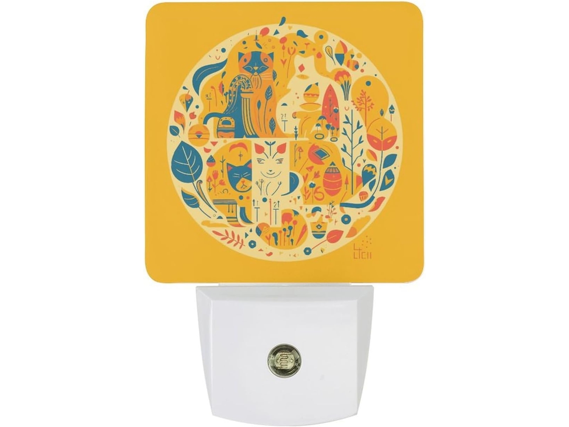 Luzes Noturnas Com Logotipo De Gato Impresso, Luzes Noturnas De Led Com Sensor, Luz Noturna Branca Quente Suave