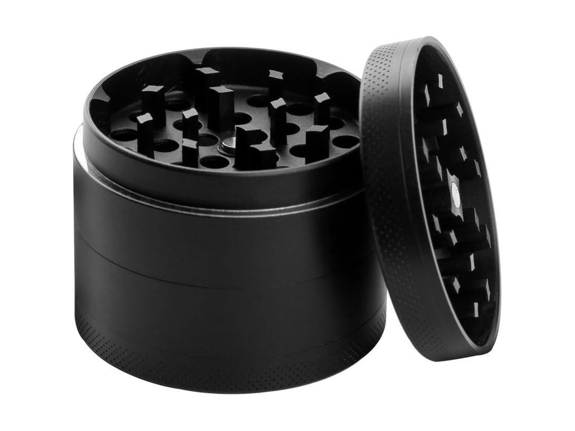 Triturador de ervas portátil Pppanda 2026 em liga de zinco, preto, 50x39mm, eficiente e durável.