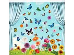 9 Adesivos Eletrostáticos De Janela Simulando Pequenas Flores E Borboletas(klb)