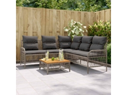 Vidaxl 2 Pcs Conjunto Sofás De Jardim C/ Almofadões Vime Pe Cinzento