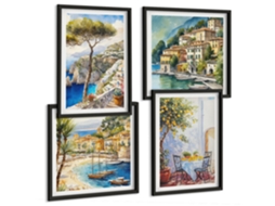 Composição De Quadros Estilo Boho Motivos Coloridos Espelharte (4 Peças)