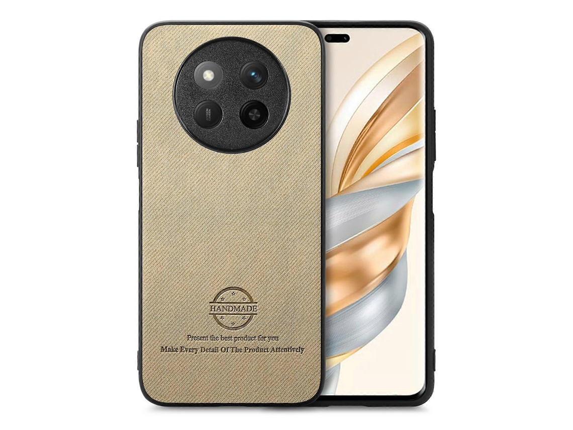 Capa Traseira Para Celular Honor X60 Pro Em Couro Sintético Sarjado.