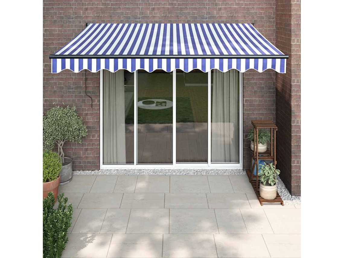 Vidaxl Toldo Retrátil Automático 3,5x2,5 M Azul E Branco
